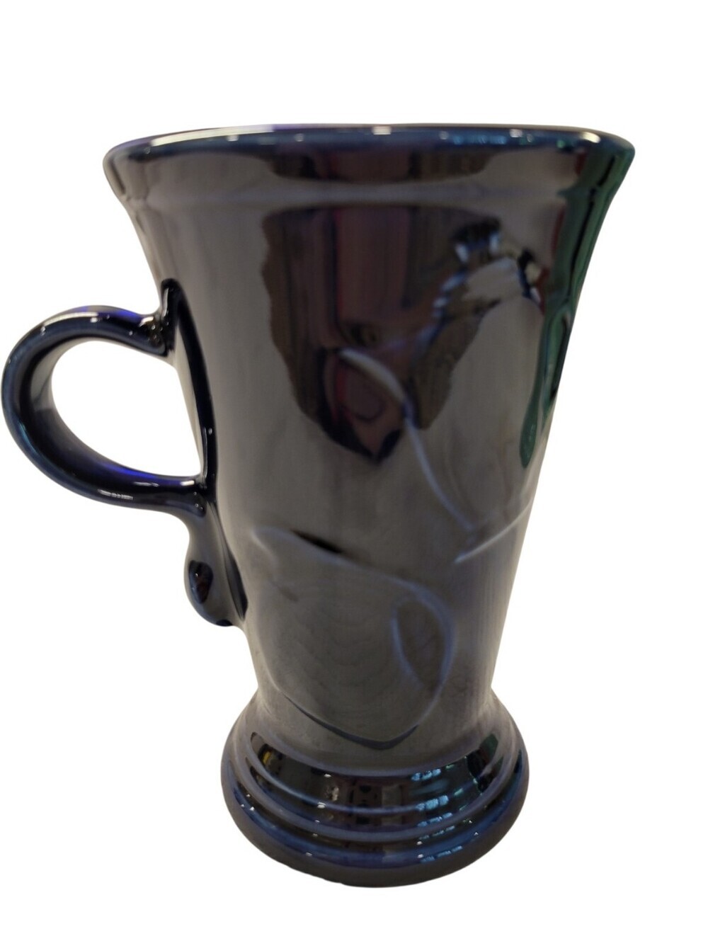 FiestaWare Cobalt Blue Pedestal Mug Retired 18 oz Coffee Latte USA HLC Embossed